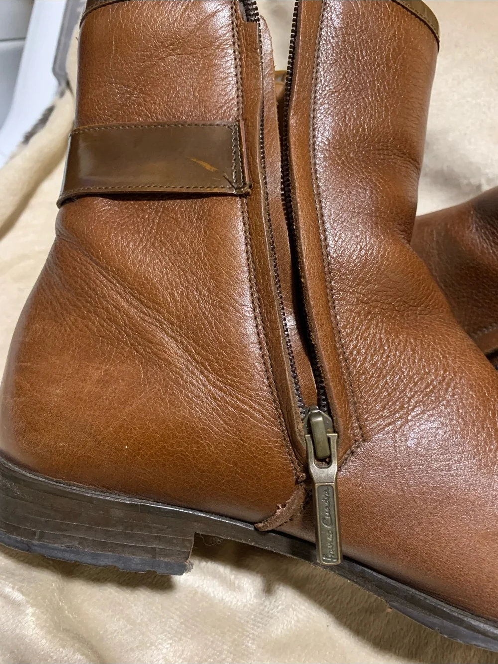 Franco Cuadra Brown Leather Ankle Booties with Buckle - Boho Chic Women Low Heel